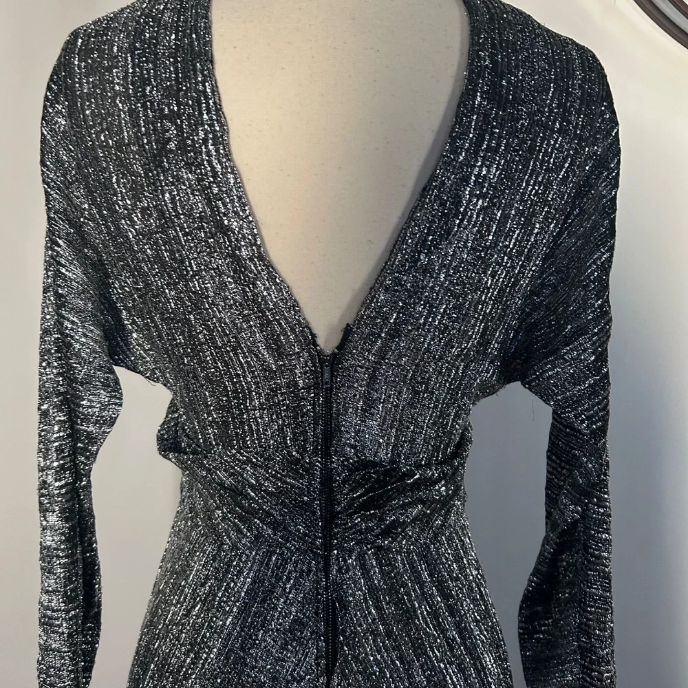 Vintage 70s Incredible Silver Metallic Maxi Dress - Picture 5 of 6